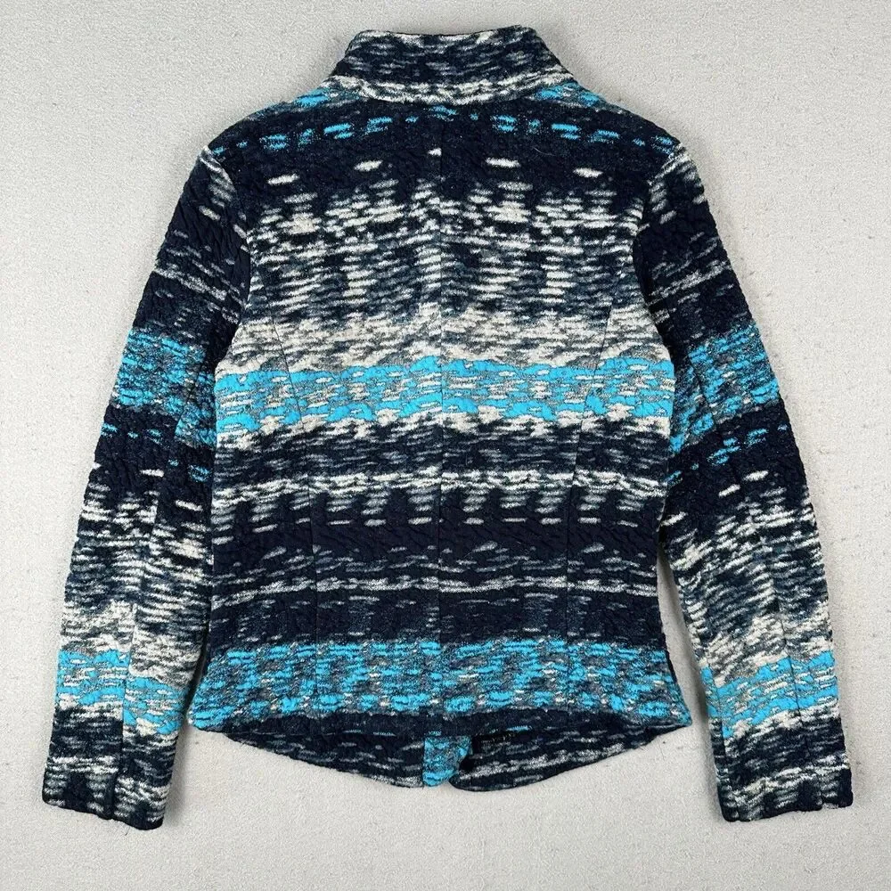 Fox’s Europe Knit Jacket Women’s 34 Blue Cotton‎ Art To Wear Long Sleeve Pockets